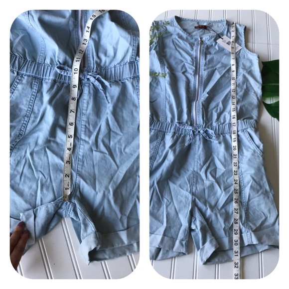 7 FAM romper blue chambray zip up stretch kids - Picture 8 of 8